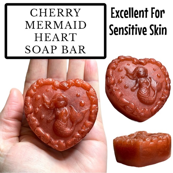 Effervescent Bubbles Other - 1 Bar, Strawberry Cherry Mermaid Heart Soap, Handmade ( PRICE IS FIRM )